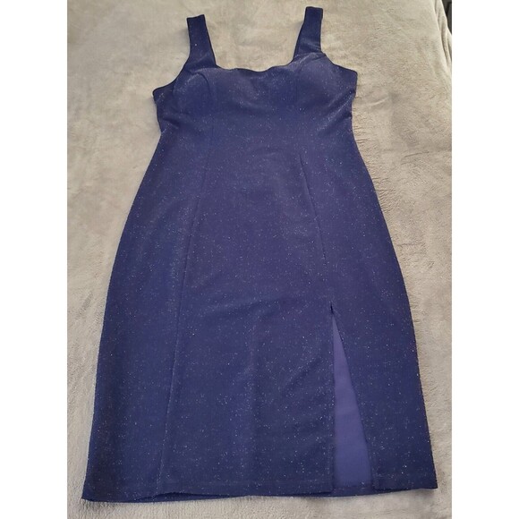 Sequin Hearts Navy Blue Sleeveless Bodycon Stretch Cocktail Dress Juniors Sz 15 - Picture 3 of 12